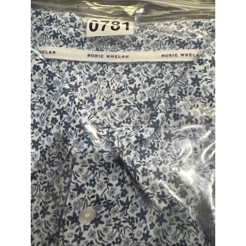 Rorie Whelan Golf Polo‎ Shirt Men 2XL Blue Floral AOG Wicking UPF50 NWT - Picture 8 of 8